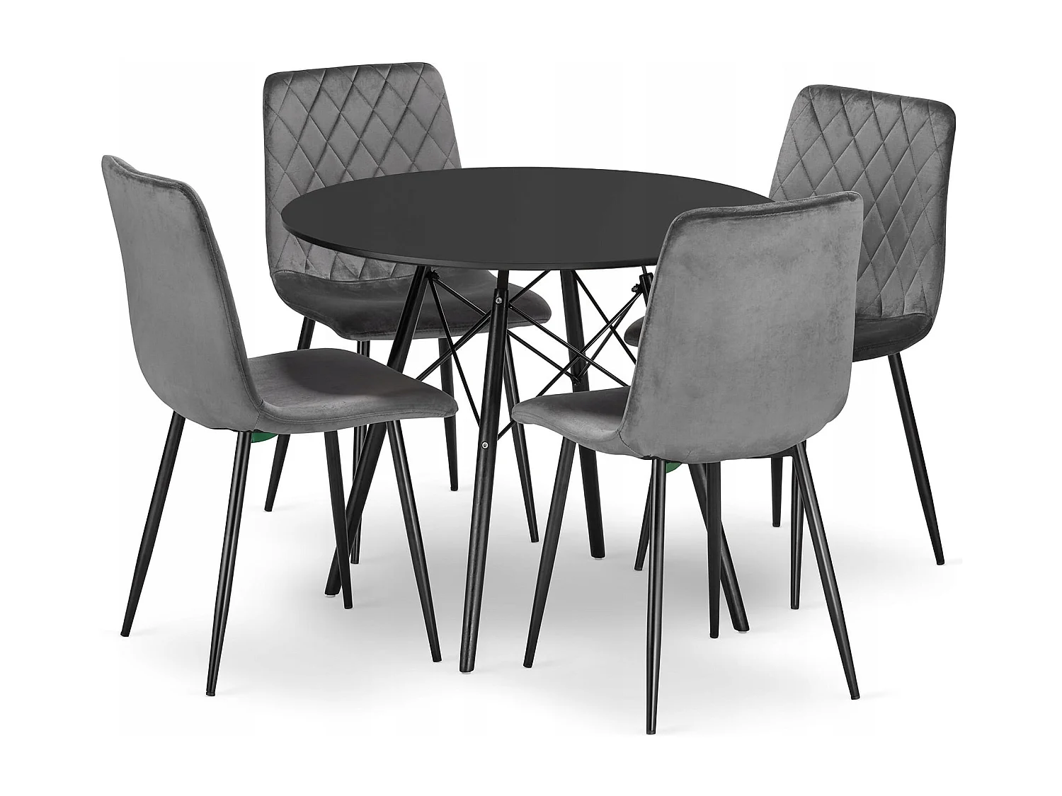 Ensemble Valora KOVA 80 Noir + 4 Chaises Turin Gris Foncé