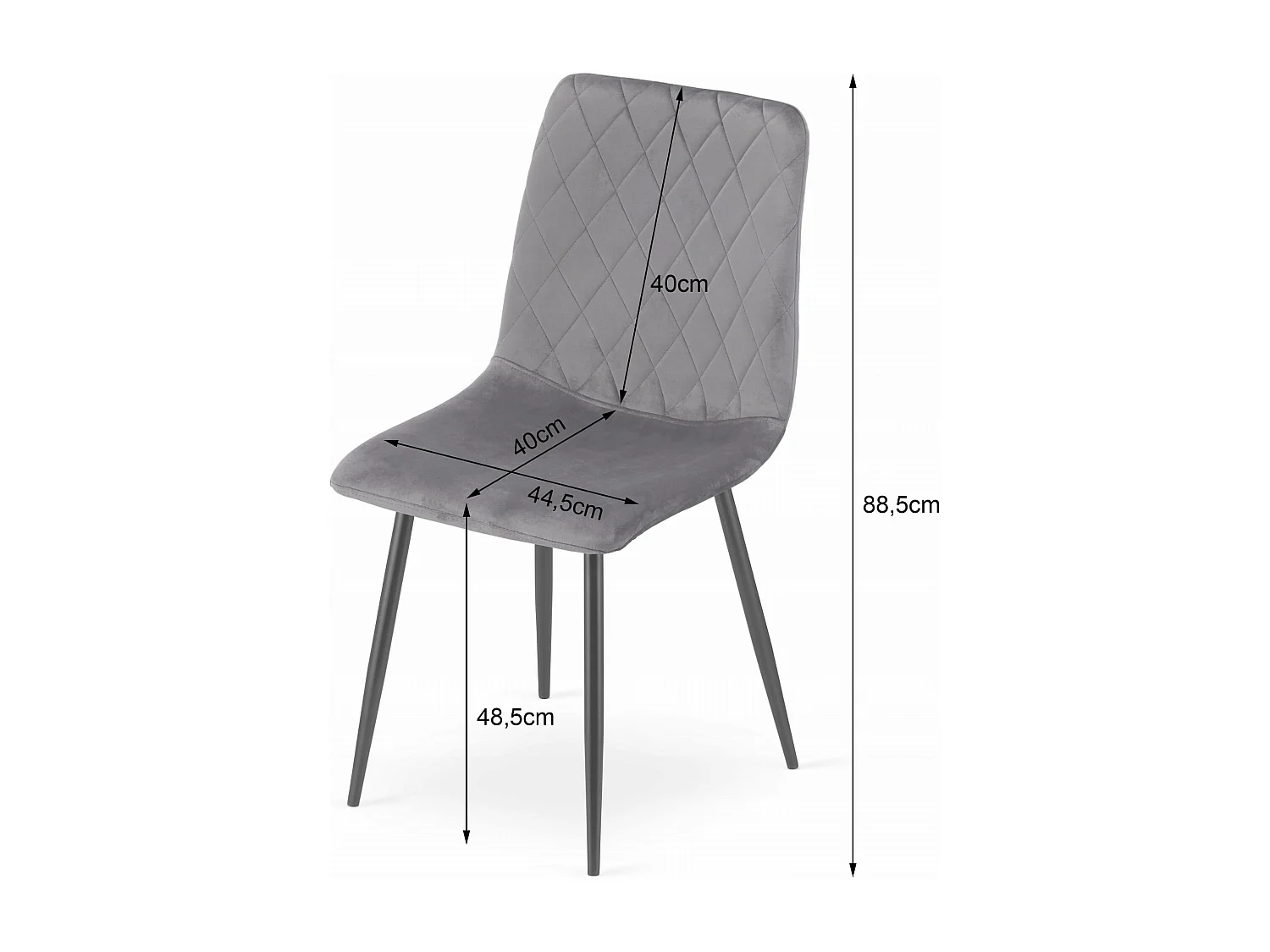 Ensemble Valora KOVA 80 Noir + 4 Chaises Turin Gris Foncé