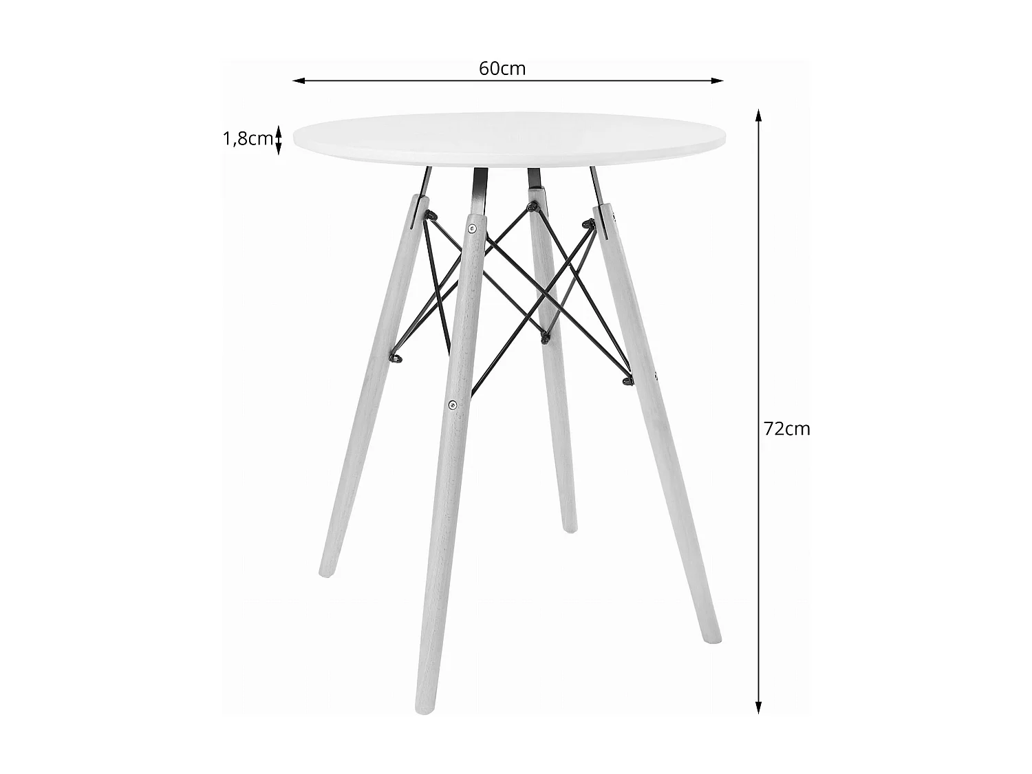 Ensemble table ronde Valora KOVA 60 en MDF blanc + 2 chaises OSAKA orange