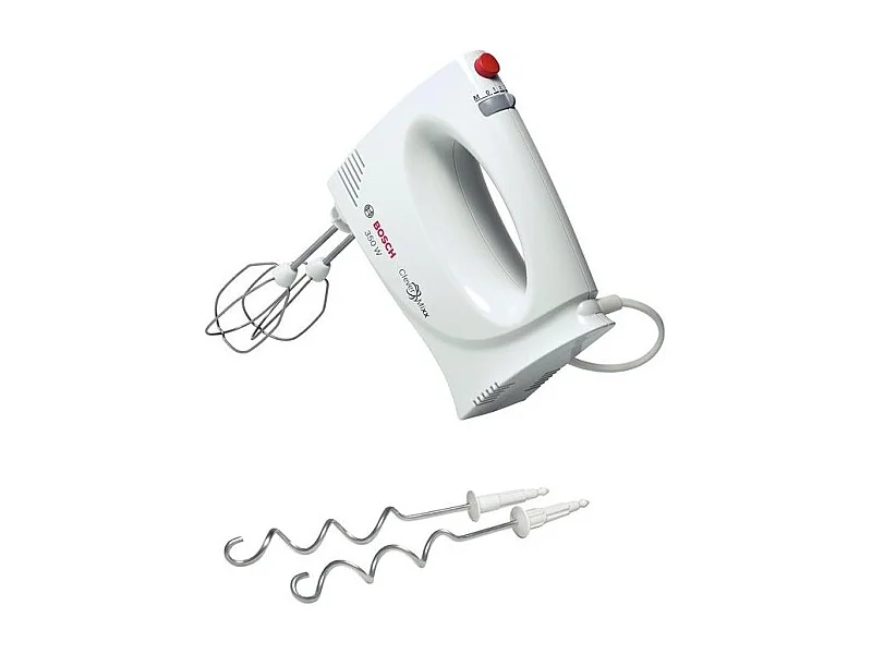Bosch MFQ3030 CleverMixx elektrische mixer 350W wit, 4 snelheden + pulse, roestvrijstalen gardes en deeghaken