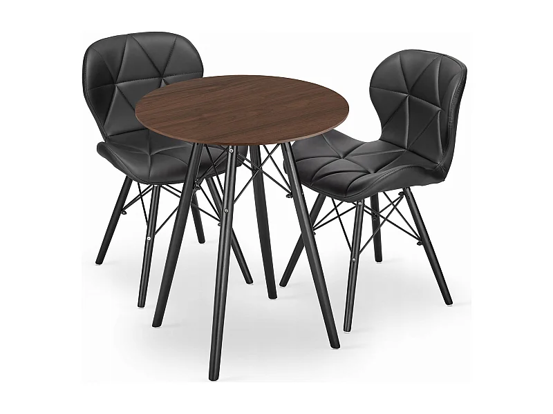 Ensemble de 2 tables Valora KOVA 60 en frêne, rondes et modernes, pour salle à manger.