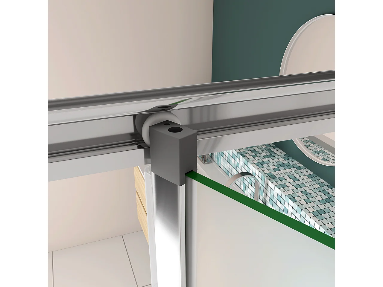 185 cm Box Doccia per Nicchia Porta a Soffietto 100 cm Vetro Temperato 5 mm Satinato Opaco Profilo Cromato Lucido