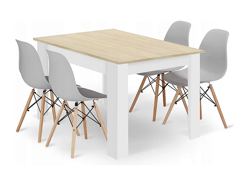 Ensemble table rectangulaire Valora et 4 chaises Sonoma en chêne gris