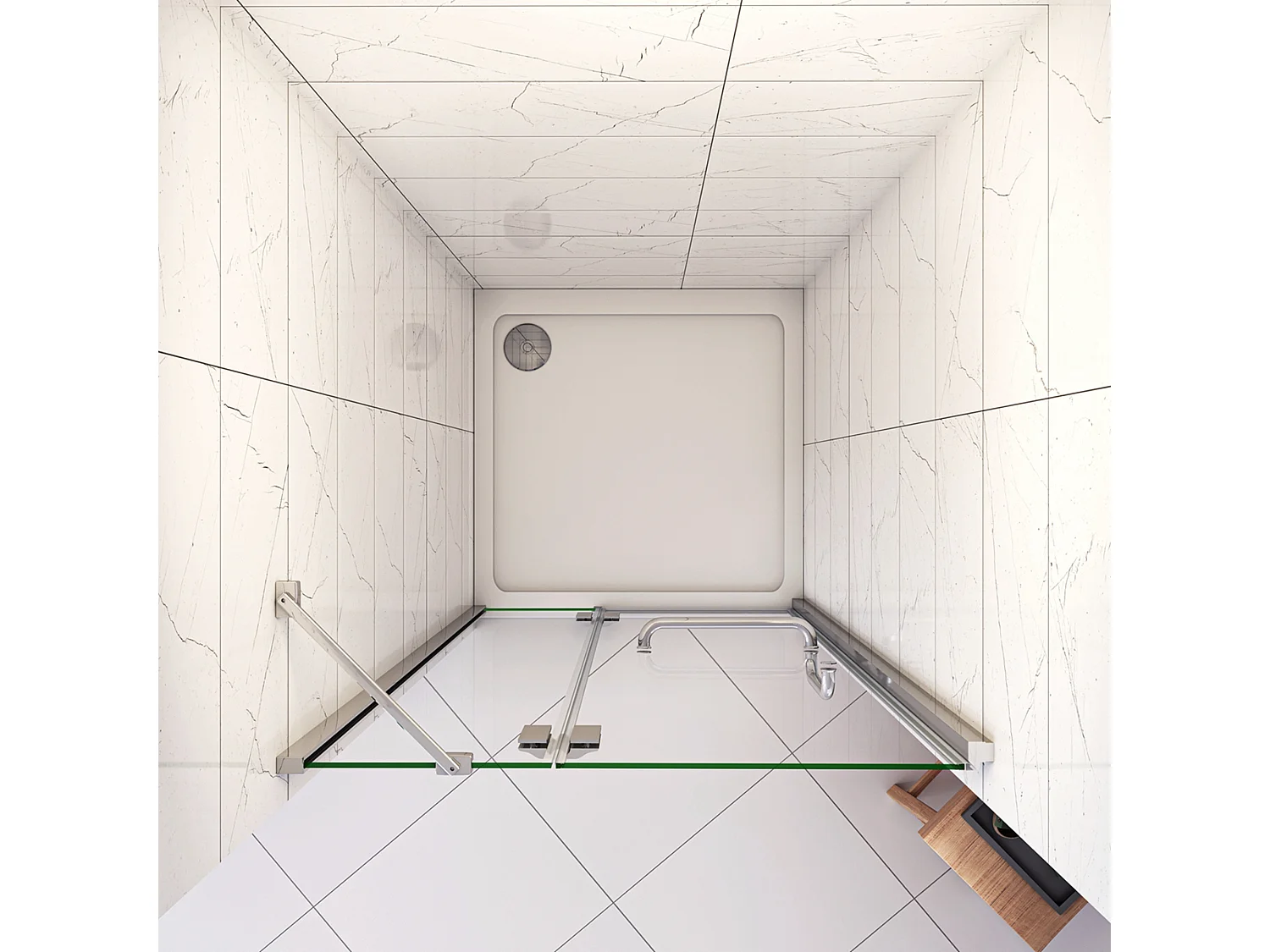 100x190 cm Porta Doccia Per Nicchia Apertura Battente in Vetro 8 mm Temperato Trasparente Anticalcare e Maniglione Porta Asciugamani Barra Stabilizzatrice