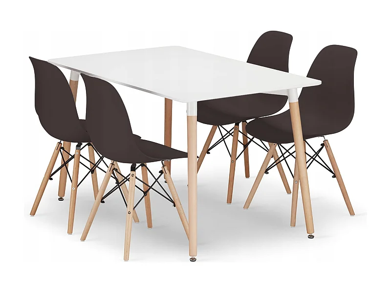 Valora YURO Ensemble Table Rectangulaire Blanc et Chaises Basses x4