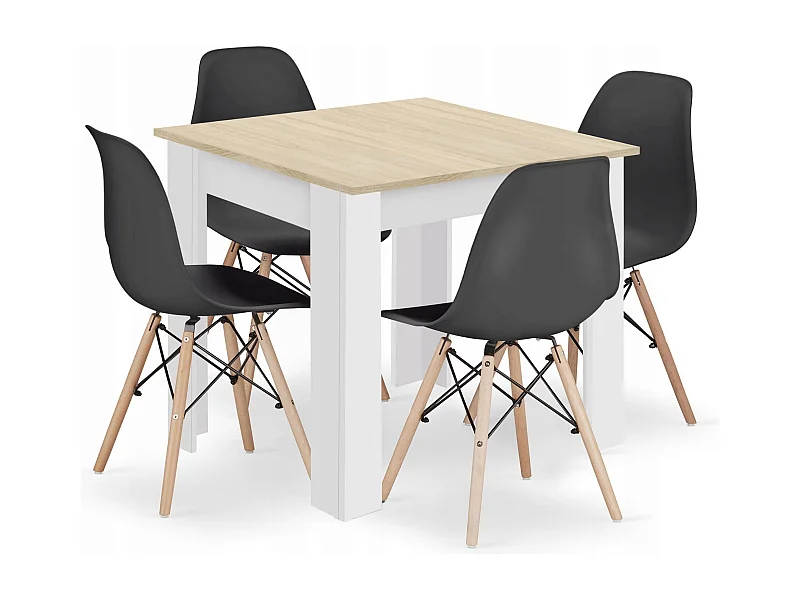 Valora ZESTAW STOŁU KWADRATOWEGO 80X80 Dąb Sonoma + 4 krzesła Osaka