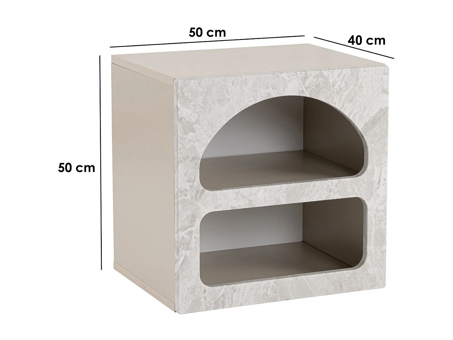 Lot de 2 tables de chevet avec rangements -Effet marbre gris - LUELA