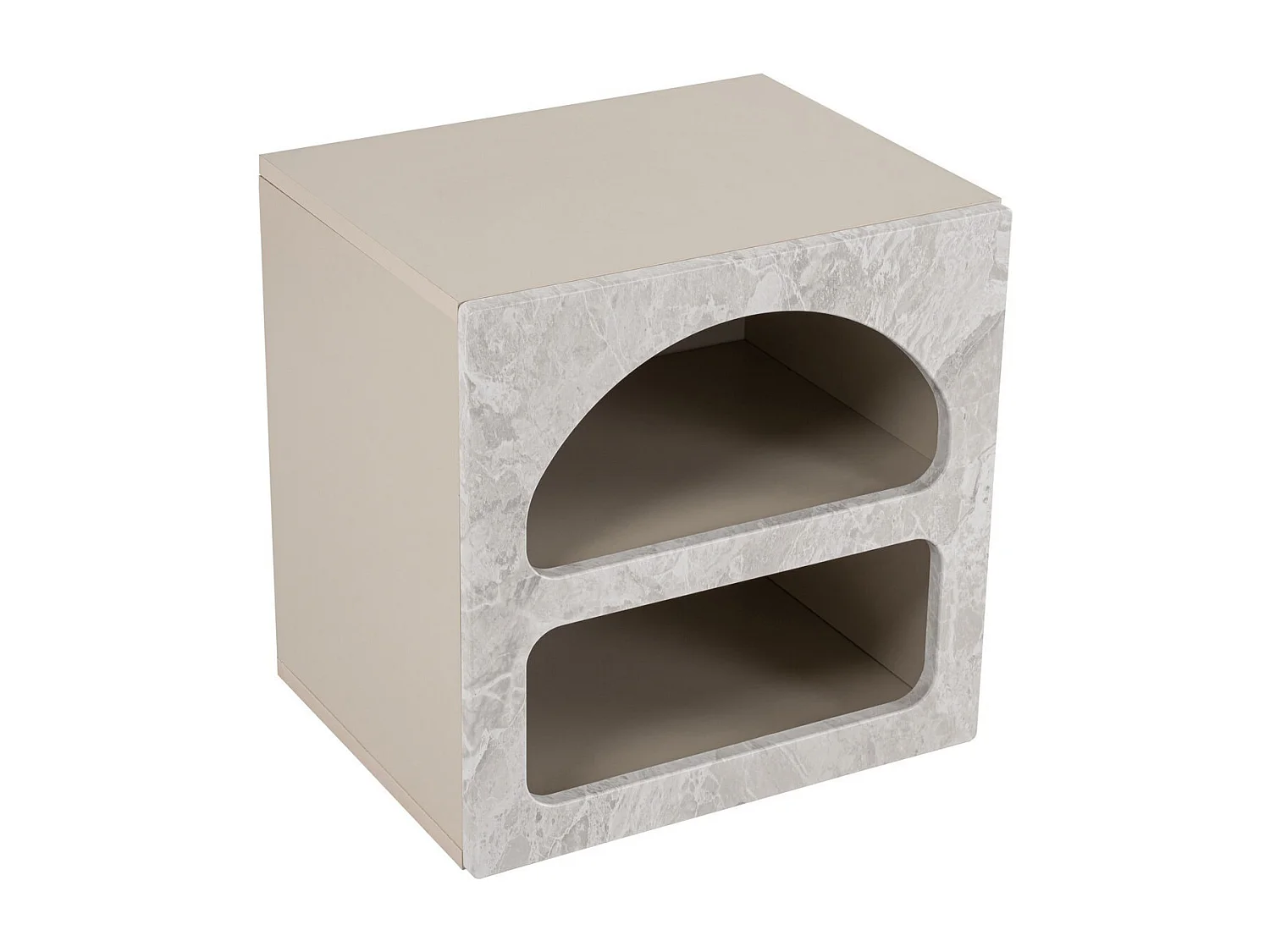 Lot de 2 tables de chevet avec rangements -Effet marbre gris - LUELA