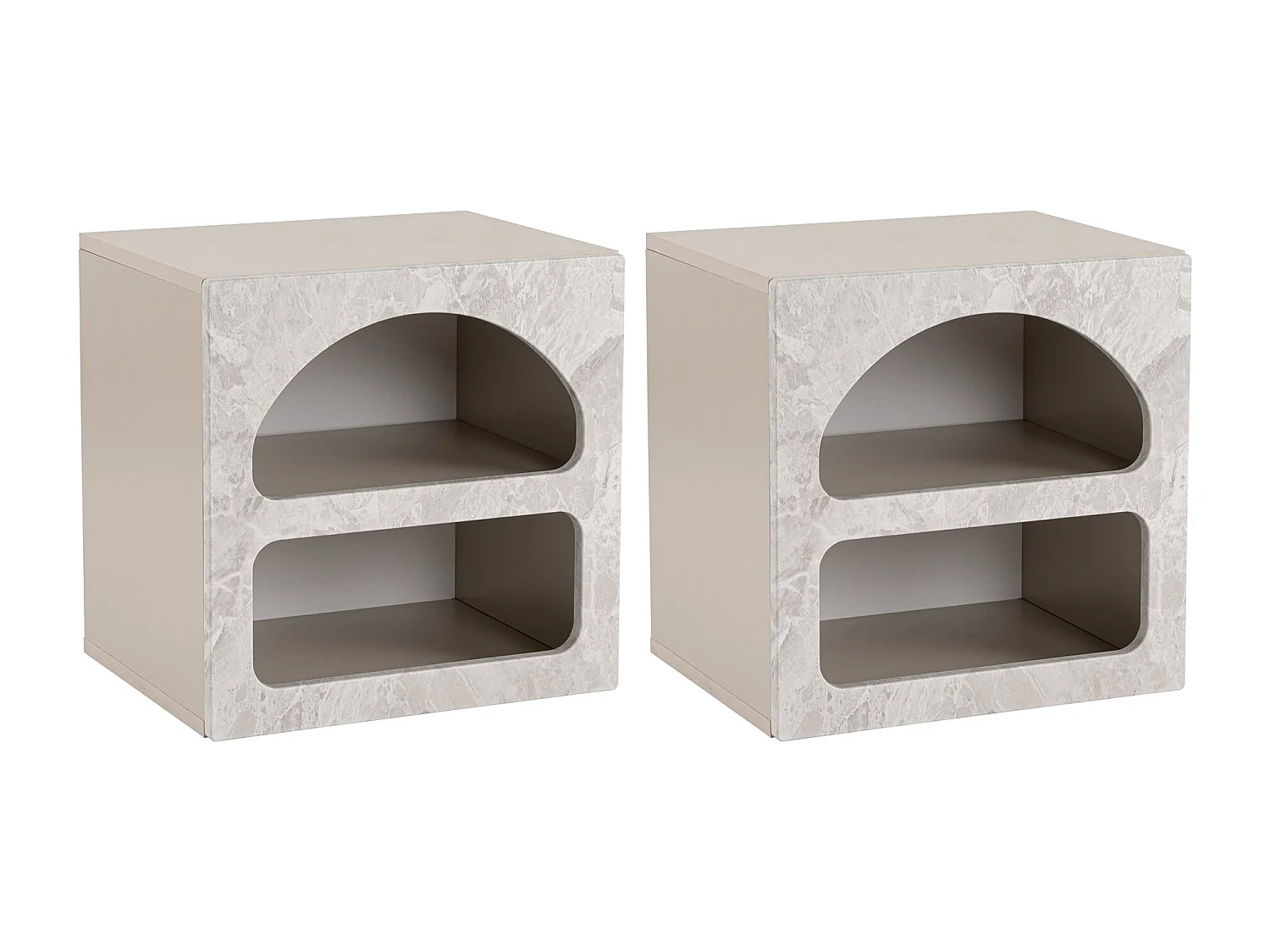 Lot de 2 tables de chevet avec rangements -Effet marbre gris - LUELA