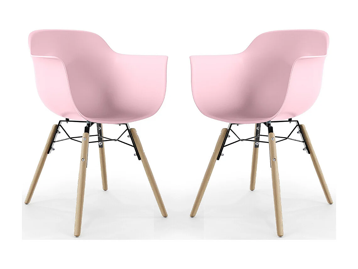 Chaise de Salle à Manger - Design Scandinave - Pieds en Bois - Lot de 2 - Nordika Rose pâle