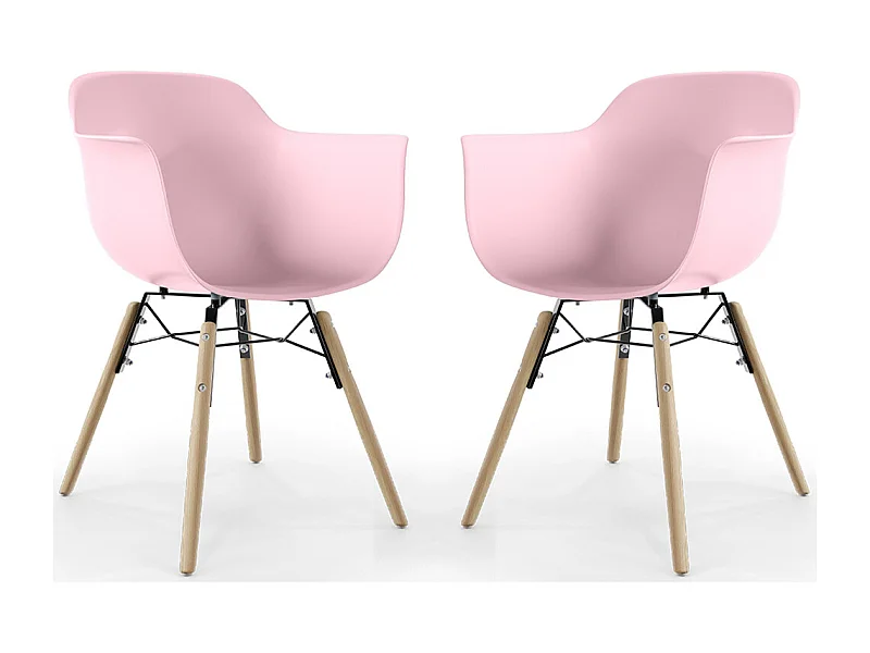 Chaise de Salle à Manger - Design Scandinave - Pieds en Bois - Lot de 2 - Nordika Rose pâle