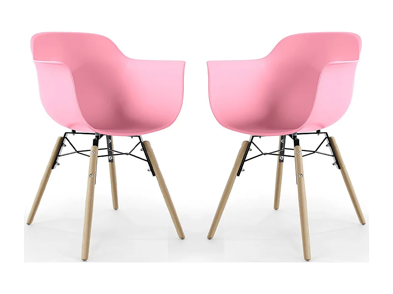Chaise de Salle à Manger - Design Scandinave - Pieds en Bois - Lot de 2 - Nordika Rose
