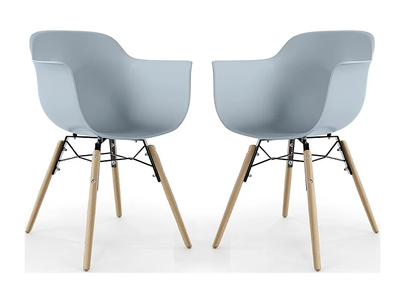 Chaise de Salle à Manger - Design Scandinave - Pieds en Bois - Lot de 2 - Nordika Gris clair