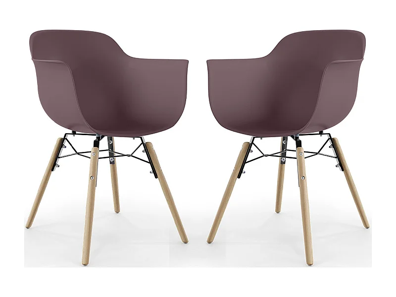 Chaise de Salle à Manger - Design Scandinave - Pieds en Bois - Lot de 2 - Nordika Taupe