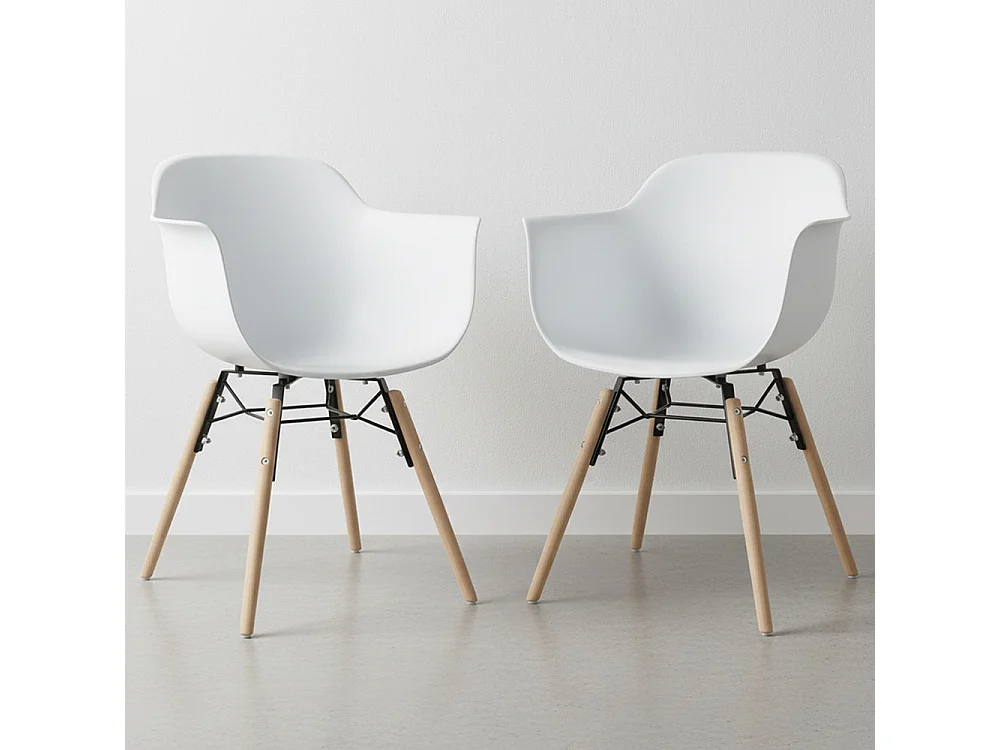 Silla de Comedor - Diseño Escandinavo - Patas de Madera - Pack de 2 - Nordika