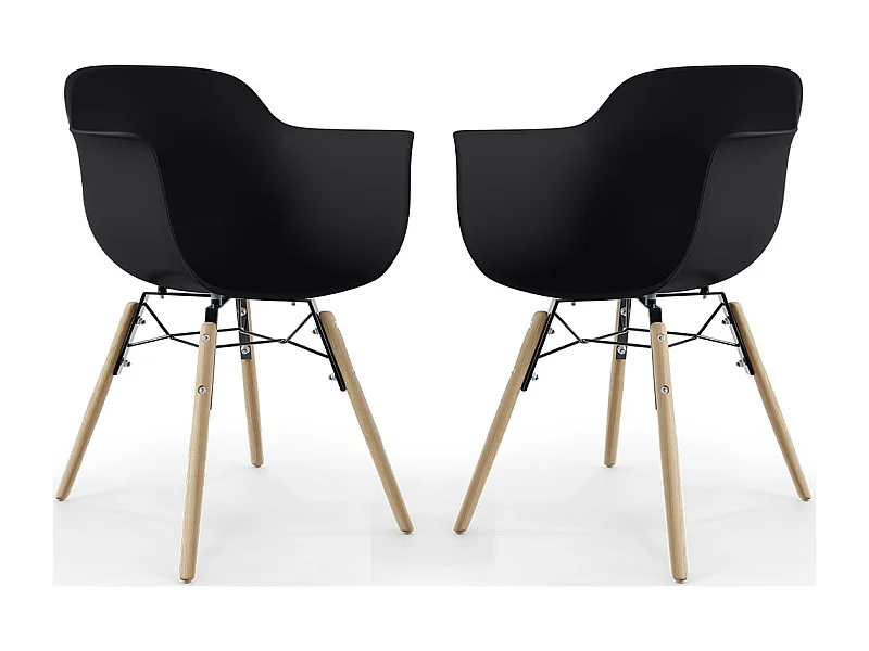 Chaise de Salle à Manger - Design Scandinave - Pieds en Bois - Lot de 2 - Nordika Noir