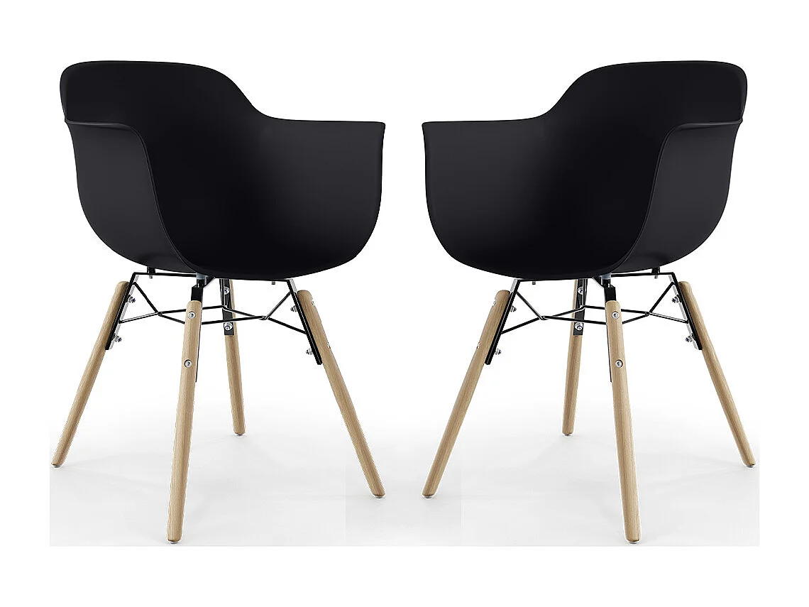Chaise de Salle à Manger - Design Scandinave - Pieds en Bois - Lot de 2 - Nordika Noir