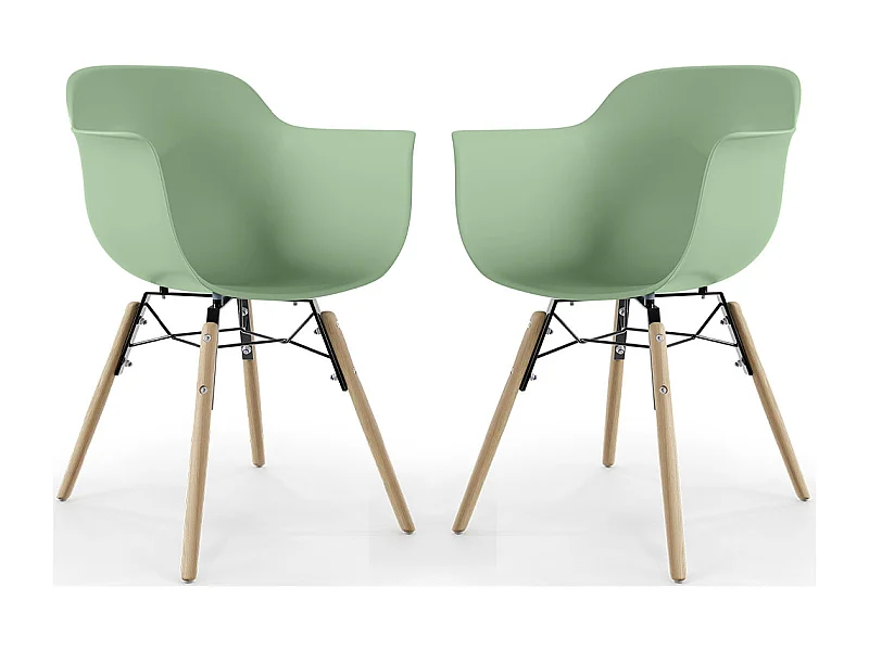 Sedia da Pranzo - Design Scandinavo - Gambe in Legno - Set di 2 - Nordika