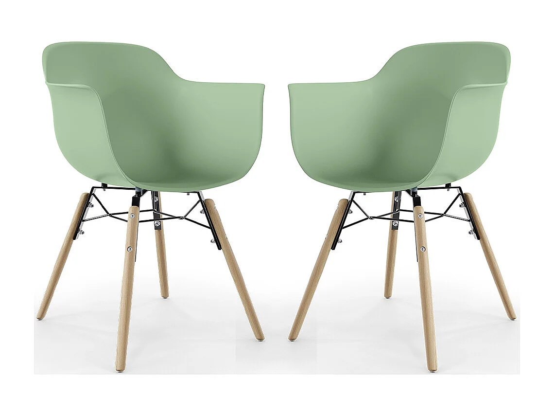 Silla de Comedor - Diseño Escandinavo - Patas de Madera - Pack de 2 - Nordika