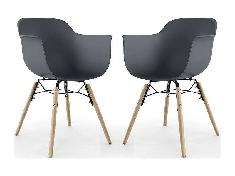 Silla de Comedor - Diseño Escandinavo - Patas de Madera - Pack de 2 - Nordika