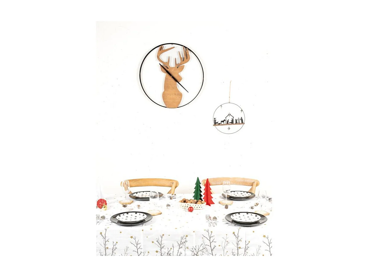 Décoration murale métal et bois Crèche de noel Lot de 2