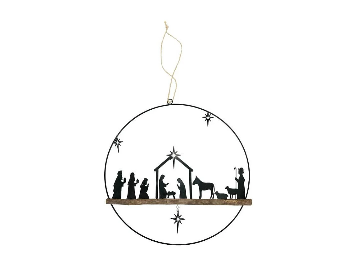 Décoration murale métal et bois Crèche de noel Lot de 2