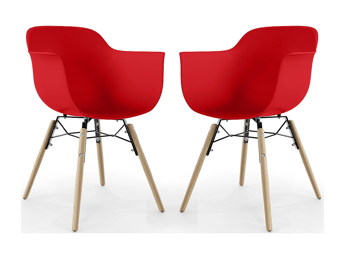 Sedia da Pranzo - Design Scandinavo - Gambe in Legno - Set di 2 - Nordika