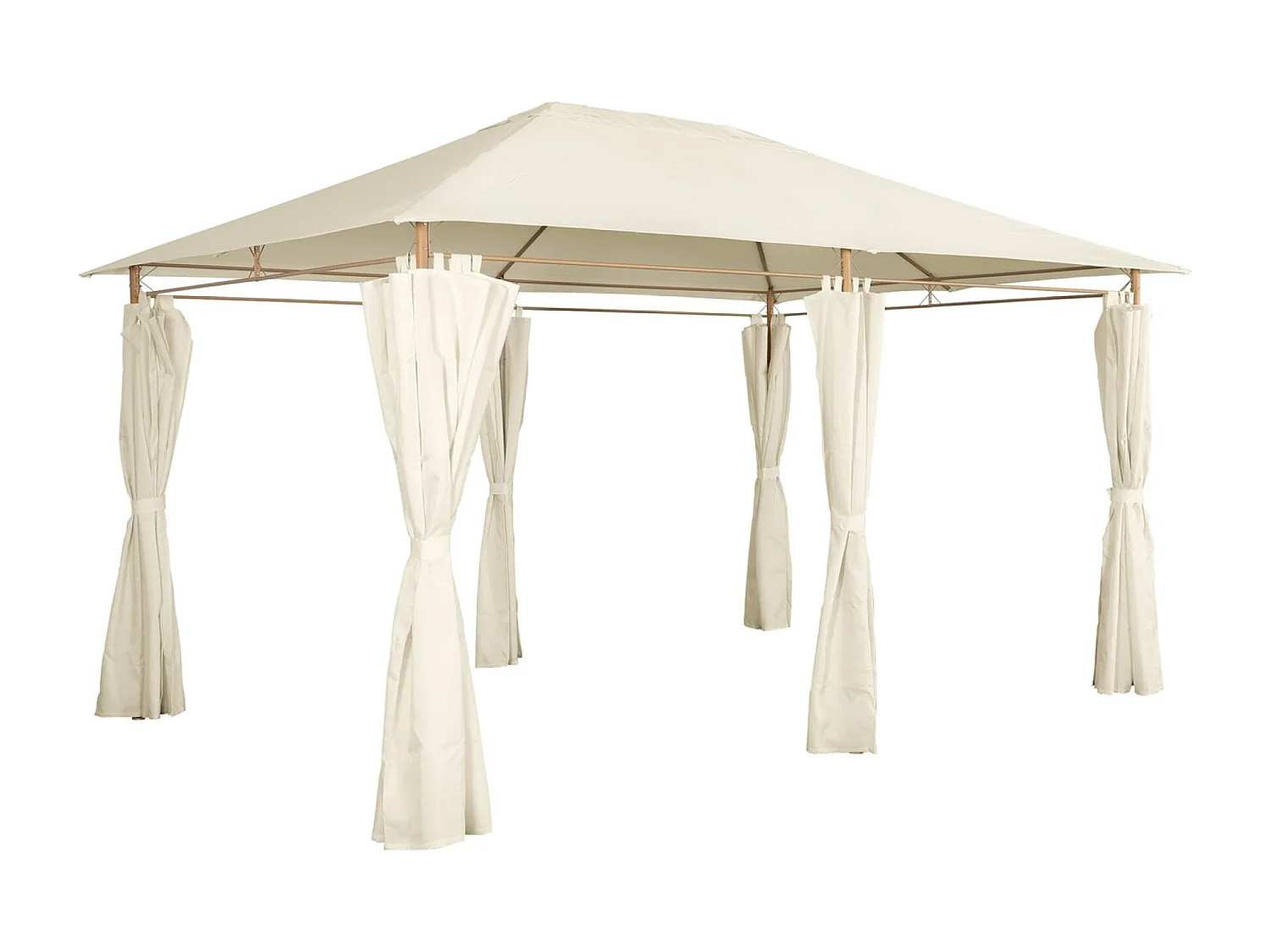 Tonnelle 3x4 m - Divio - Imitation bois. toile écru - Pergola avec rideaux. tente de jardin. barnum. chapiteau. réception