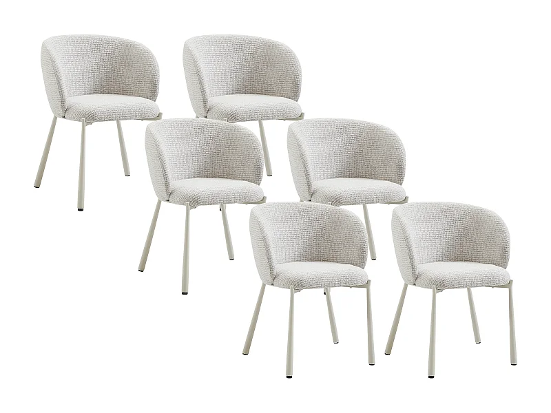 Set van 6 stoelen in tweedstof en metaal - Crème - SIJOLA