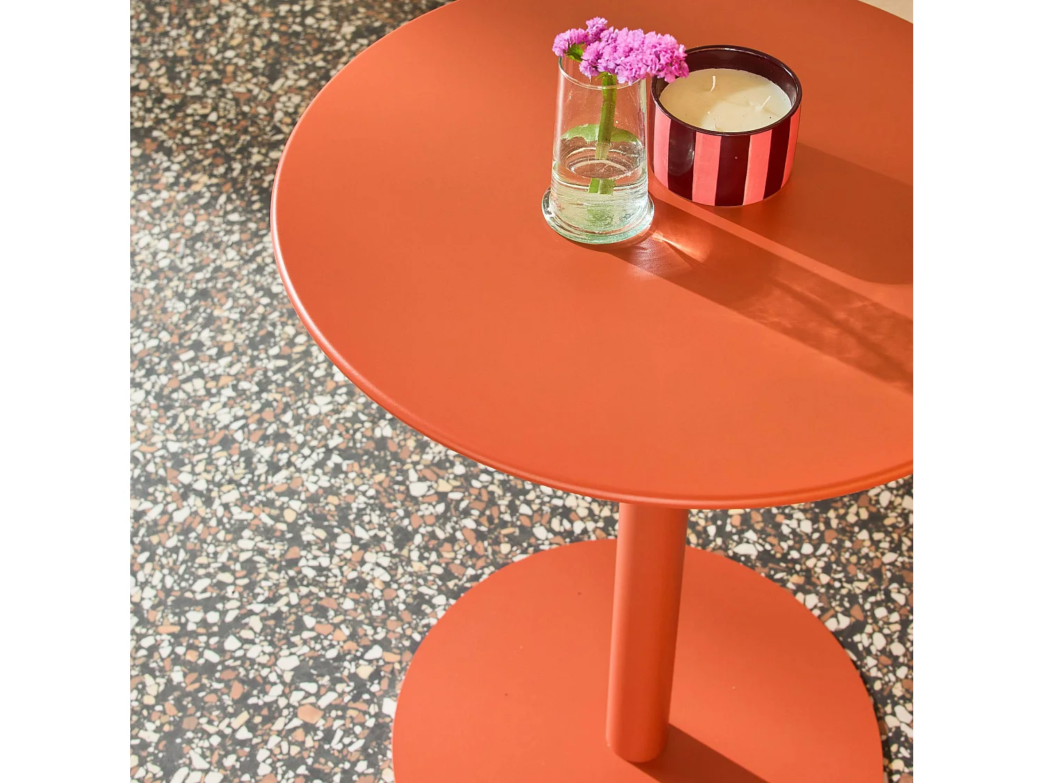 Table de jardin bistrot ronde acier 2 places terracotta - Ø60cm - Orea