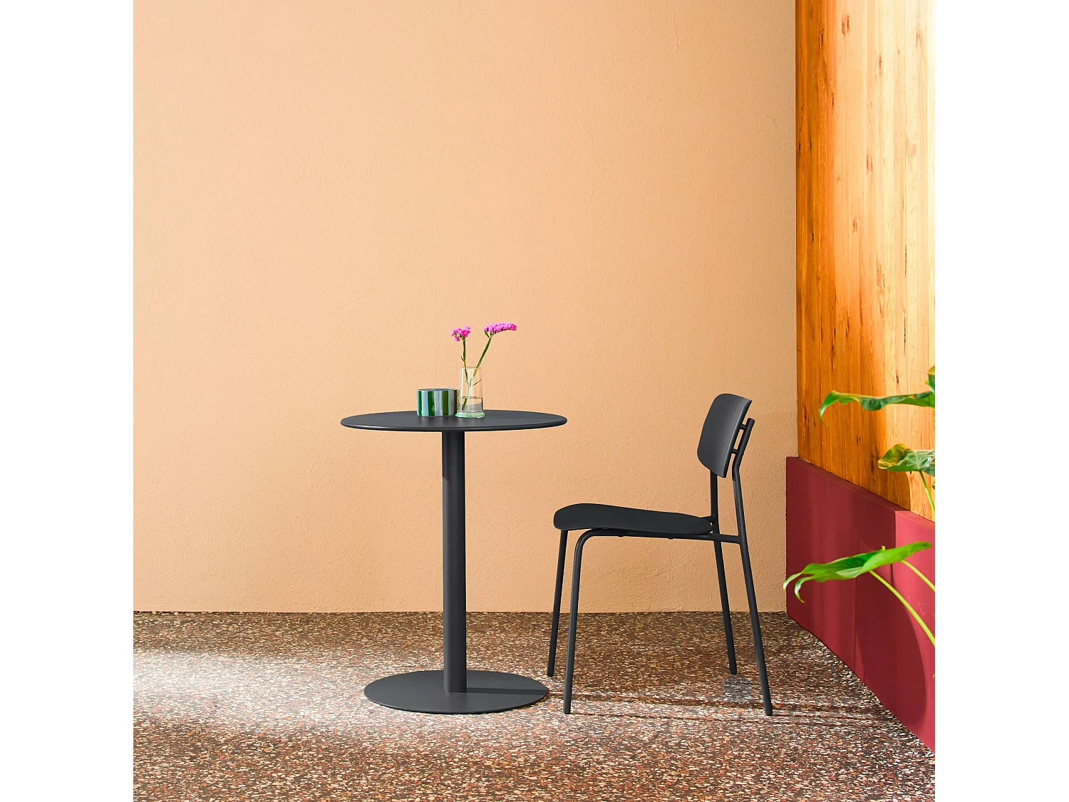 Table de jardin bistrot ronde acier 2 places anthracite - Ø60cm - Orea