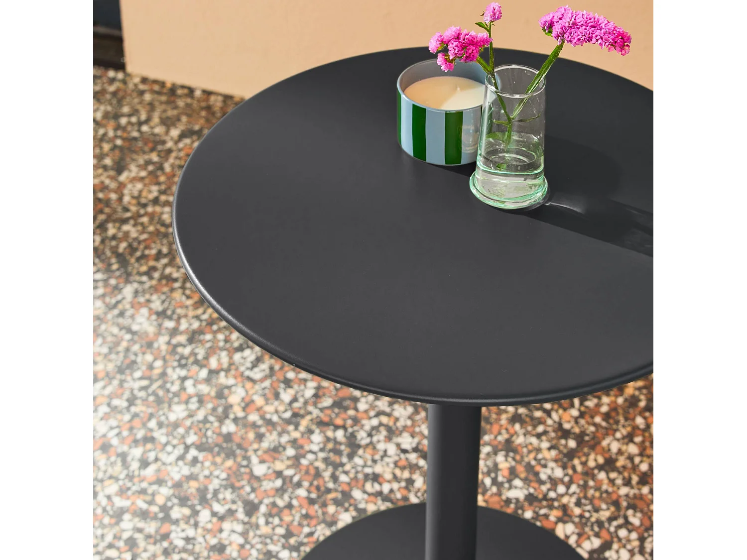 Table de jardin bistrot ronde acier 2 places anthracite - Ø60cm - Orea