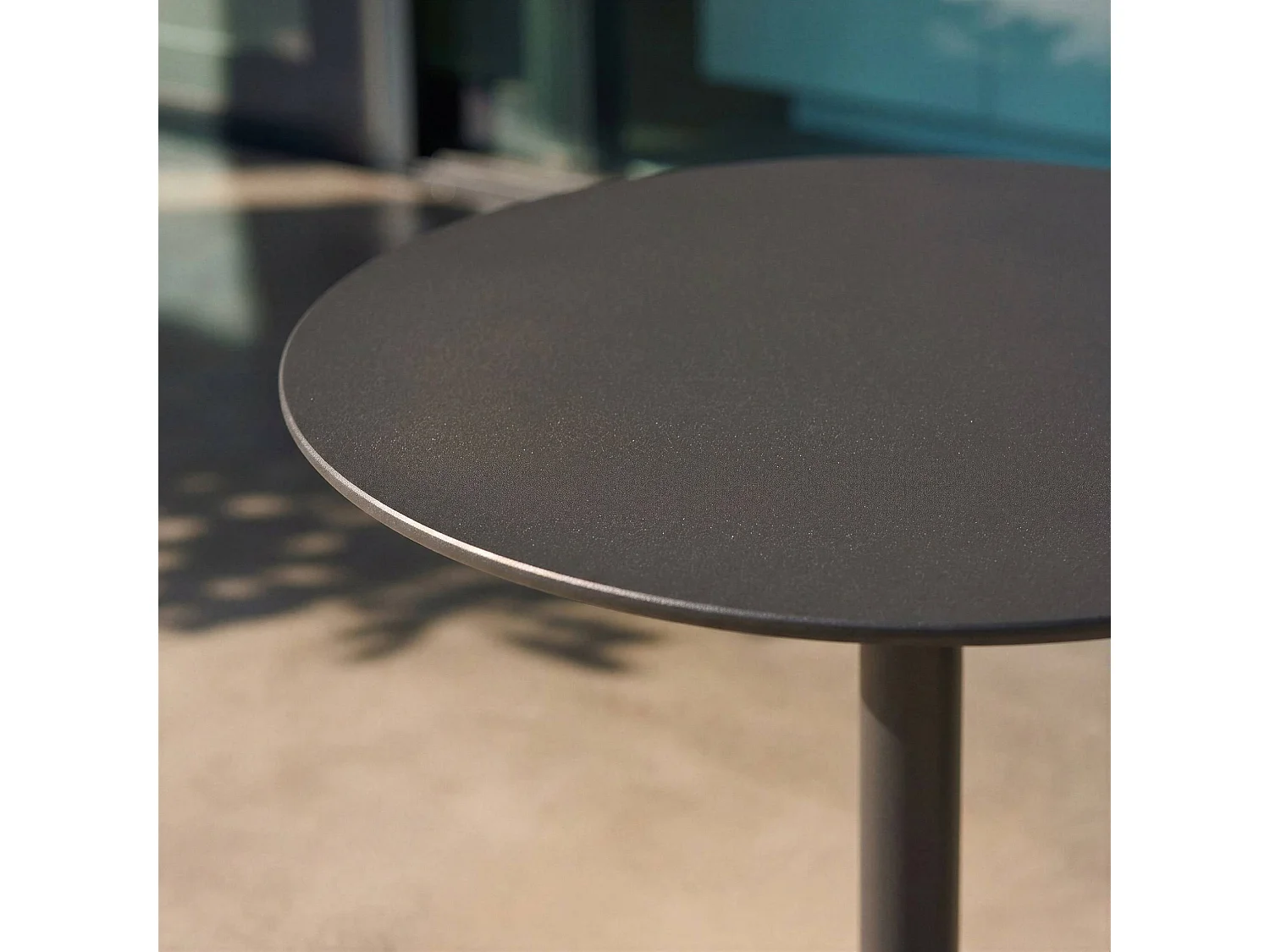 Tavolo da giardino bistrot rotondo in acciaio, 2 posti, Orea, Antracite, 60x60x73 cm