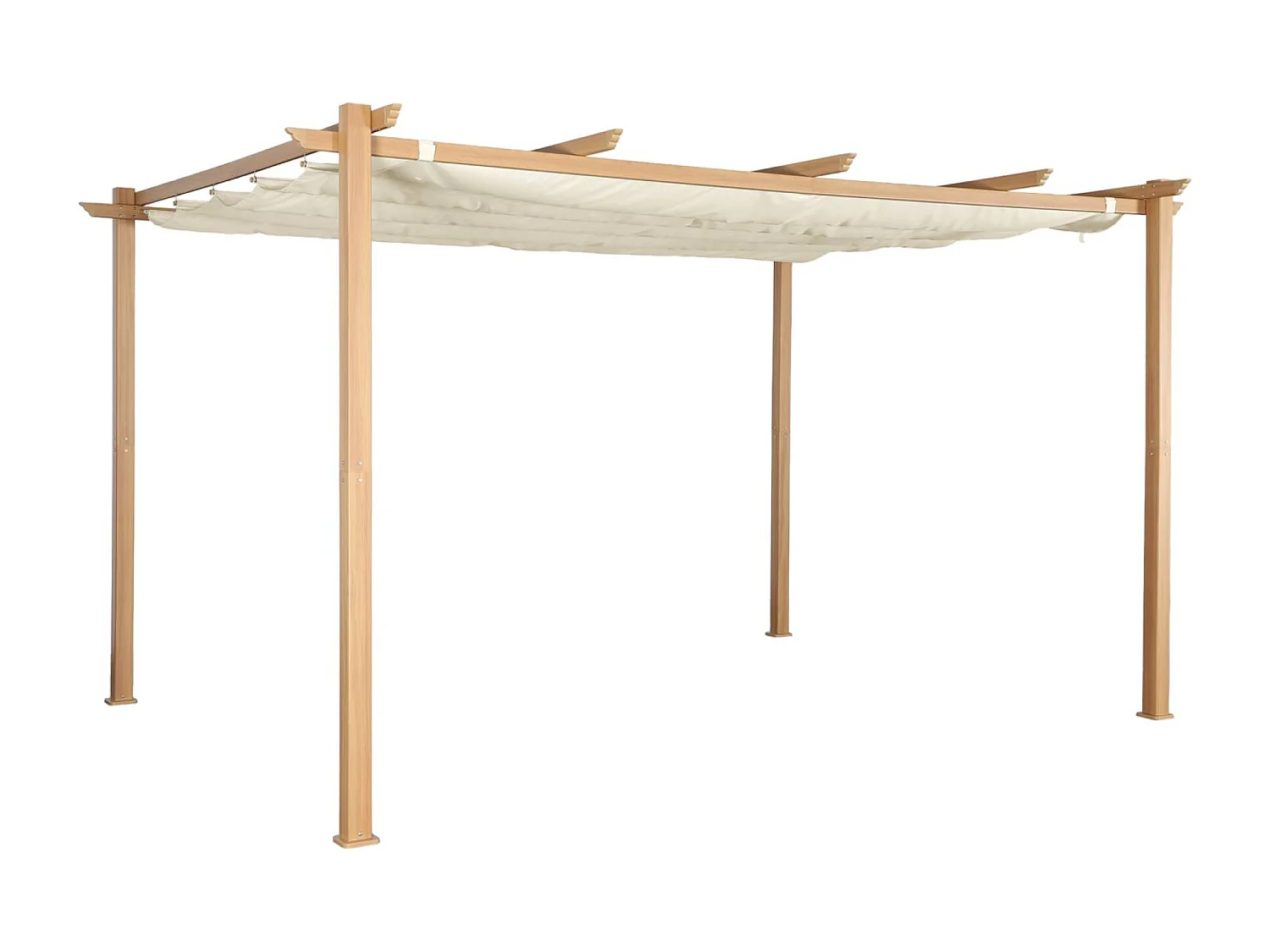 Pérgola 3x4m de aluminio con cubierta corredera crudo