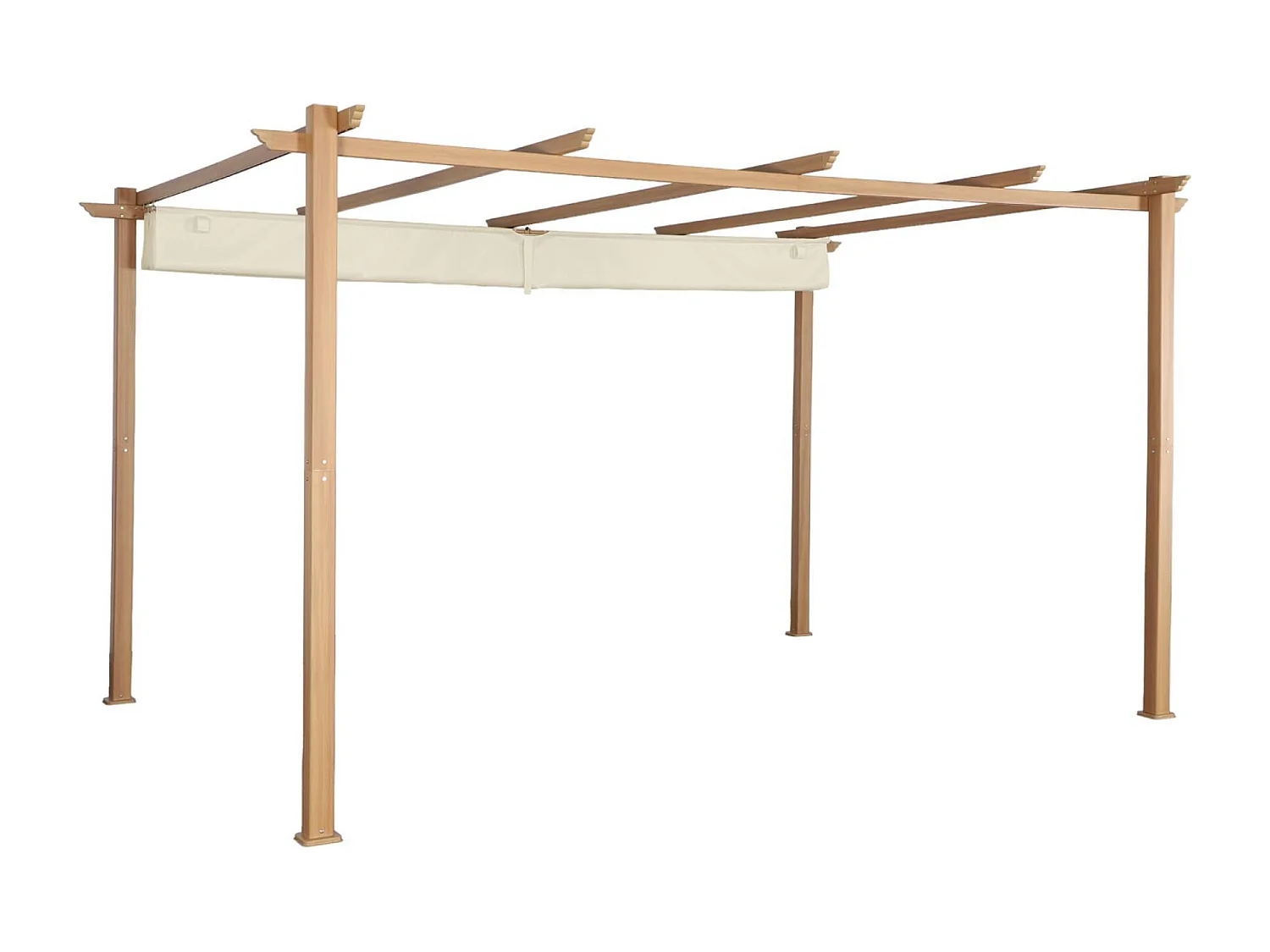 Pérgola 3x4m de aluminio con cubierta corredera crudo