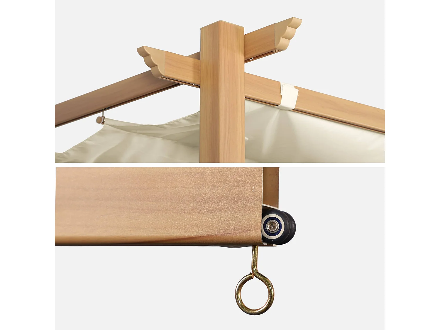 Pérgola 3x4m de aluminio con cubierta corredera crudo