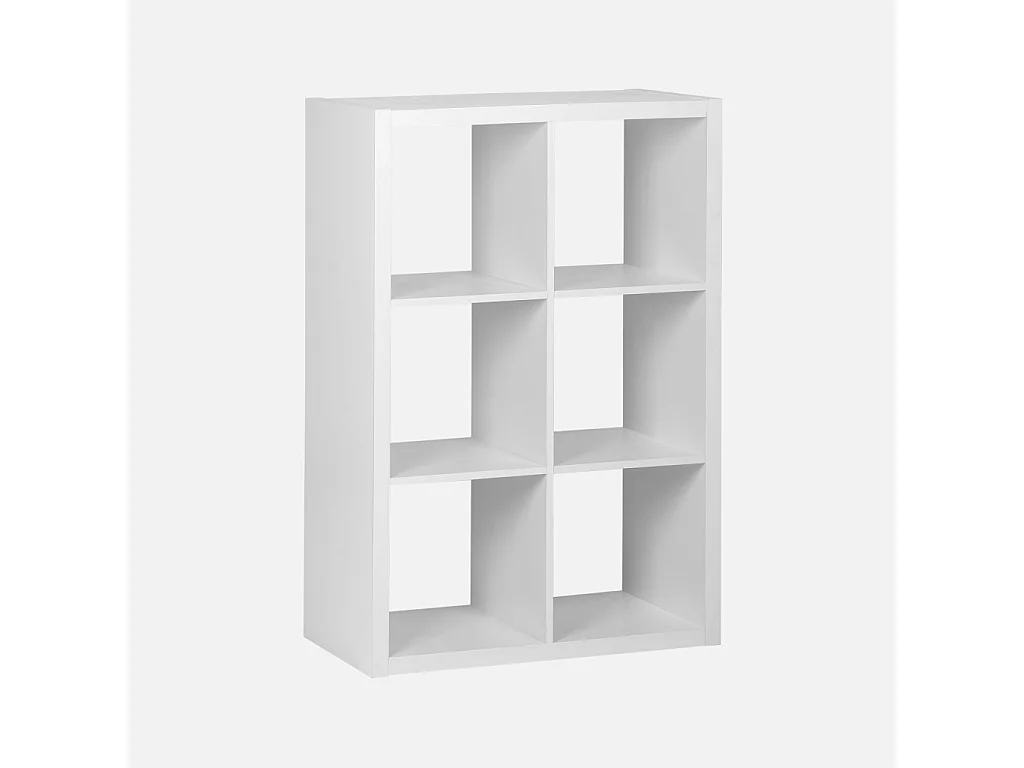 Etagère bibliothèque 2 niveaux 6 compartiments. casiers. effet bois blanc. L 111.2 x P 39 x H 76cm