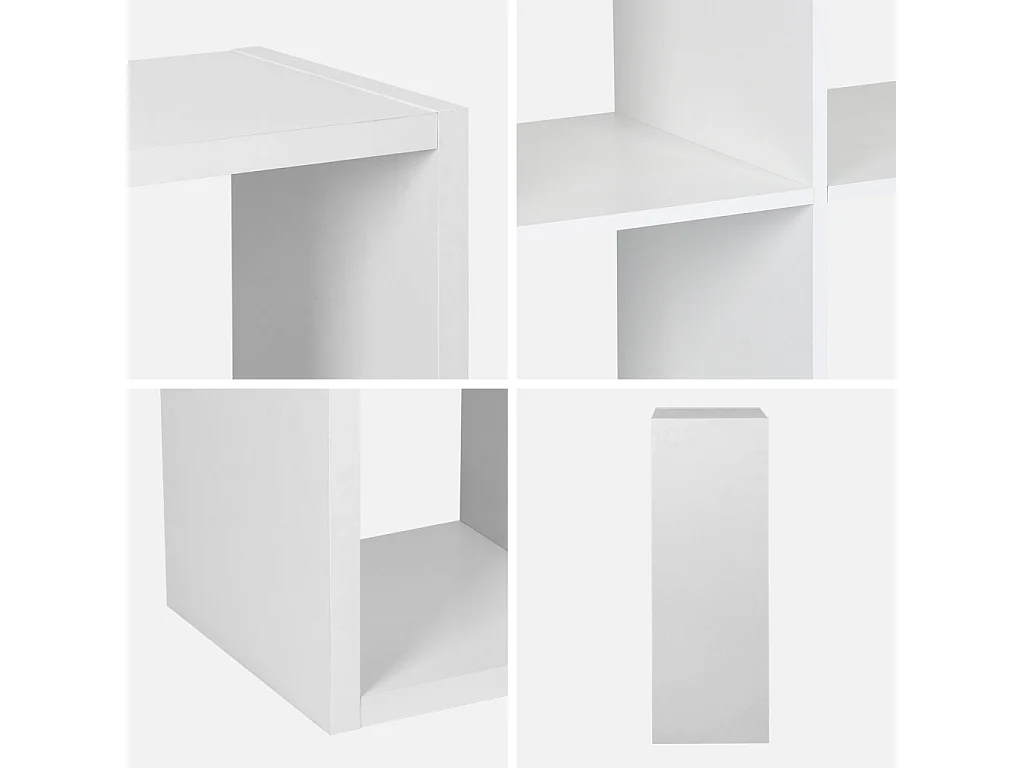 Etagère bibliothèque 2 niveaux 6 compartiments. casiers. effet bois blanc. L 111.2 x P 39 x H 76cm