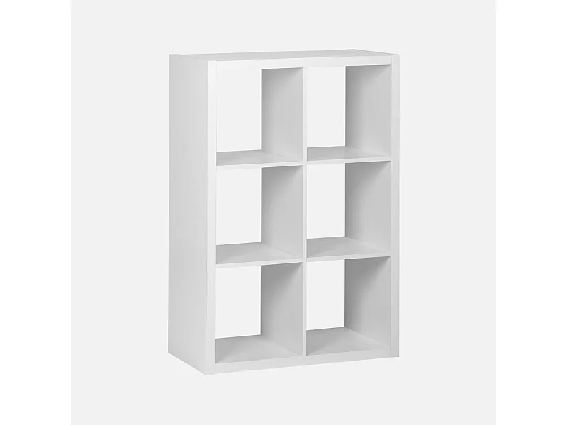 Libreria a 2 livelli con 6 scomparti, bianco