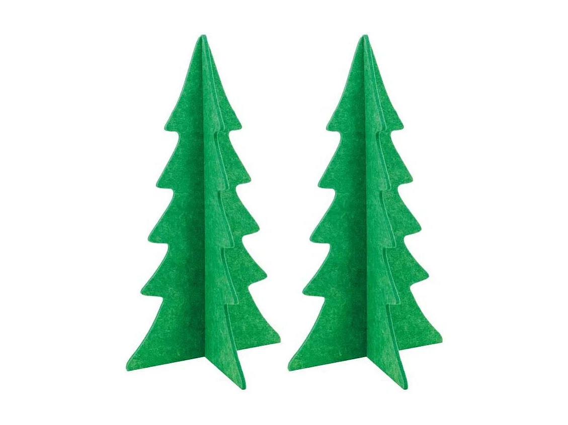Lot de 2 sapins de Noël pliables en feutrine verte – Décoration de table ou rebord de fenêtre