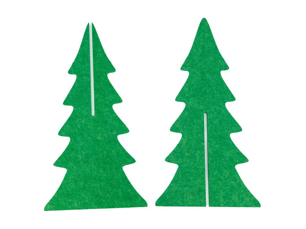 Lot de 2 sapins de Noël pliables en feutrine verte – Décoration de table ou rebord de fenêtre