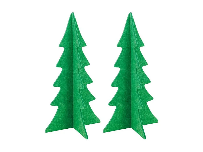 Lot de 2 sapins de Noël pliables en feutrine verte – Décoration de table ou rebord de fenêtre