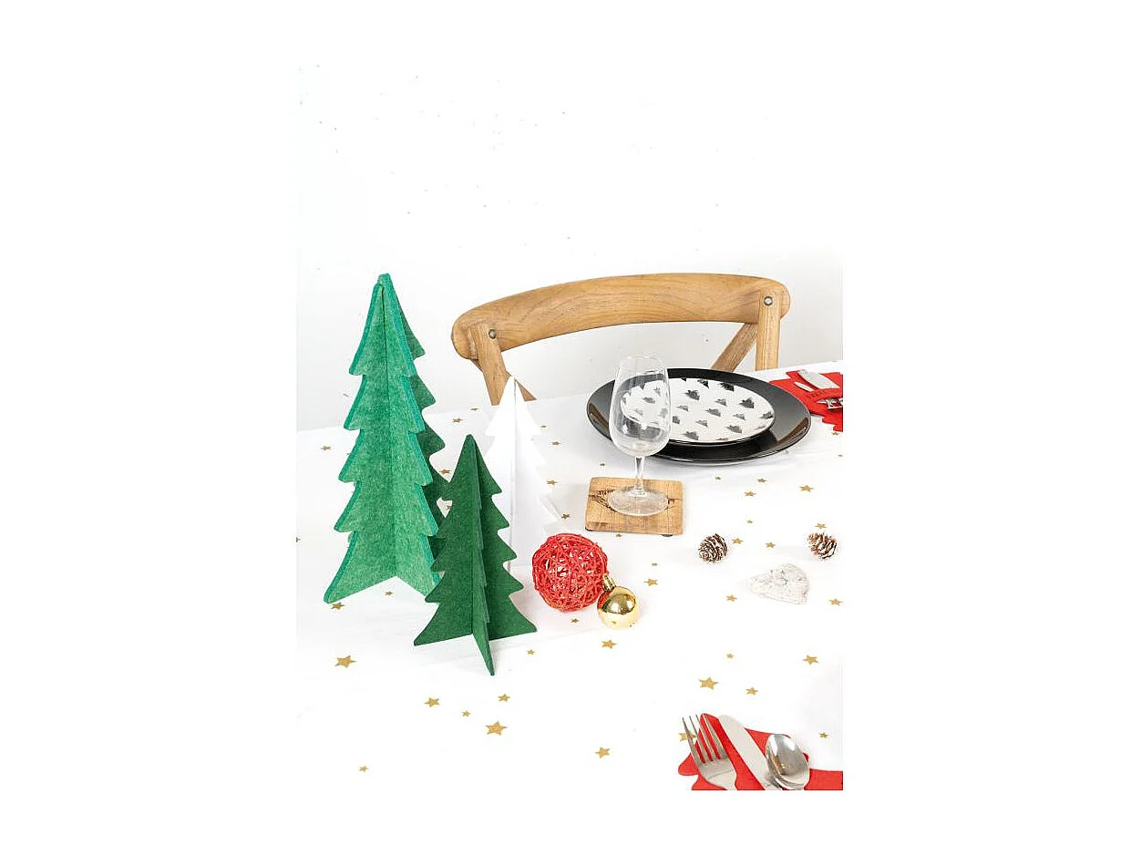 Lot de 4 sapins de Noël pliables en feutrine verte – Décoration de table ou rebord de fenêtre