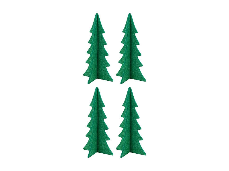 Lot de 4 sapins de Noël pliables en feutrine verte – Décoration de table ou rebord de fenêtre