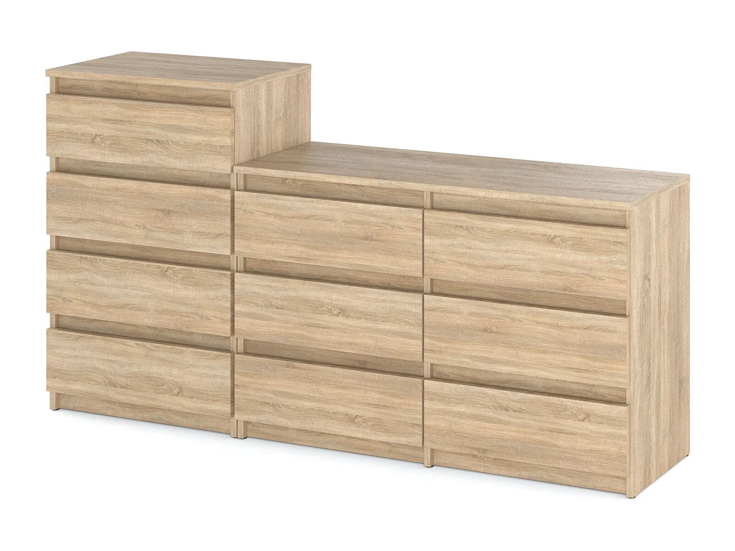 Grande commode avec  10 tiroirs Chêne Sonoma 160 cm – meuble TV, buffet, armoire pour salon