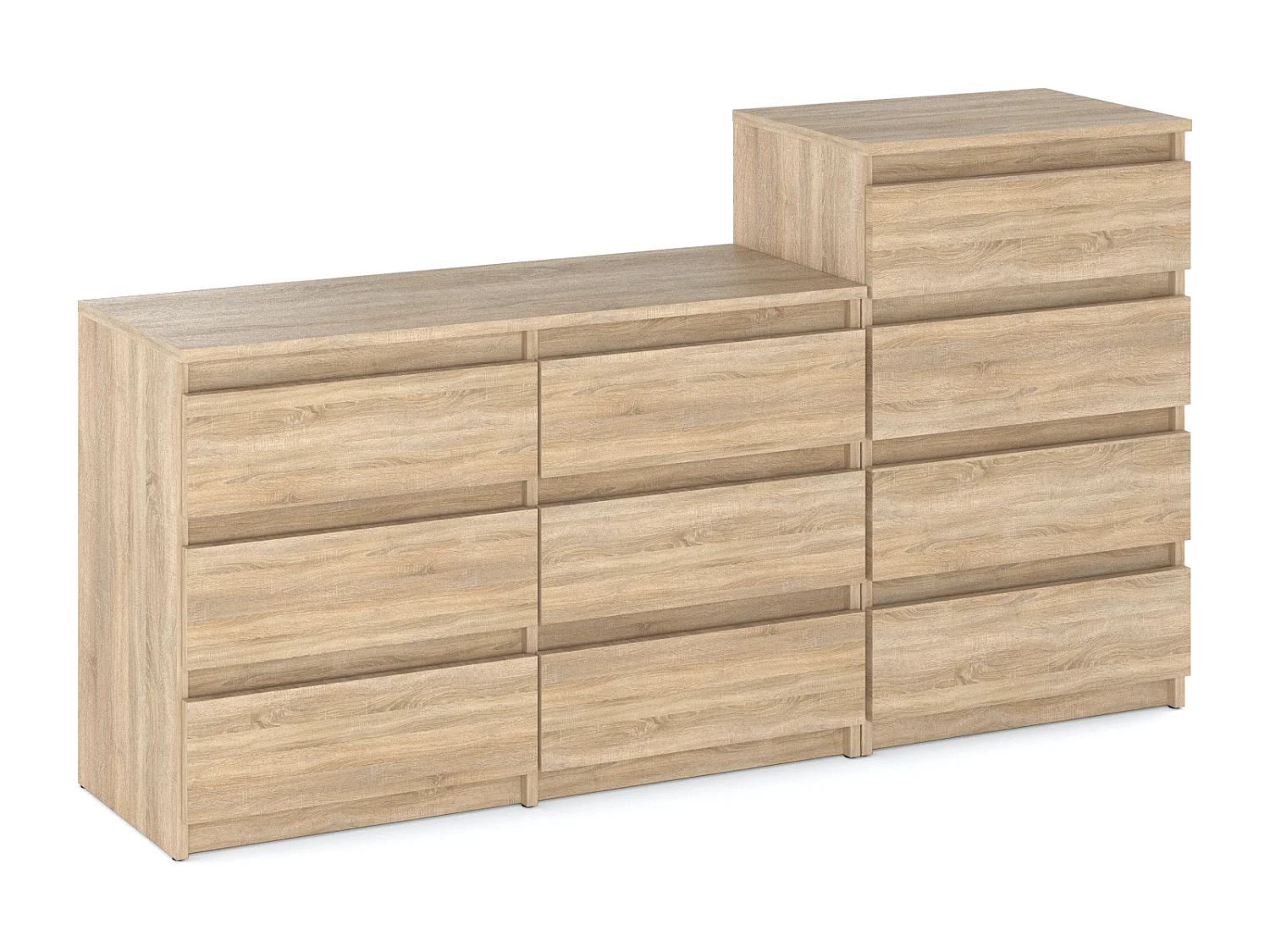 Grande commode avec  10 tiroirs Chêne Sonoma 160 cm – meuble TV, buffet, armoire pour salon