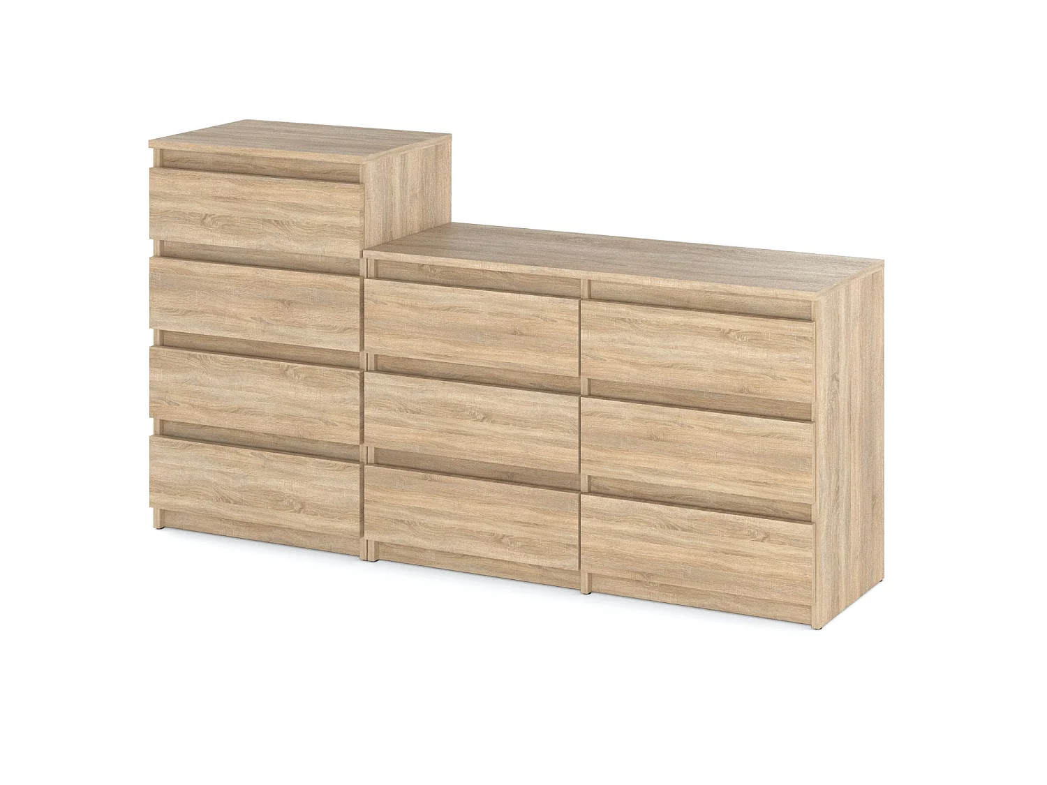 Grande commode avec  10 tiroirs Chêne Sonoma 160 cm – meuble TV, buffet, armoire pour salon