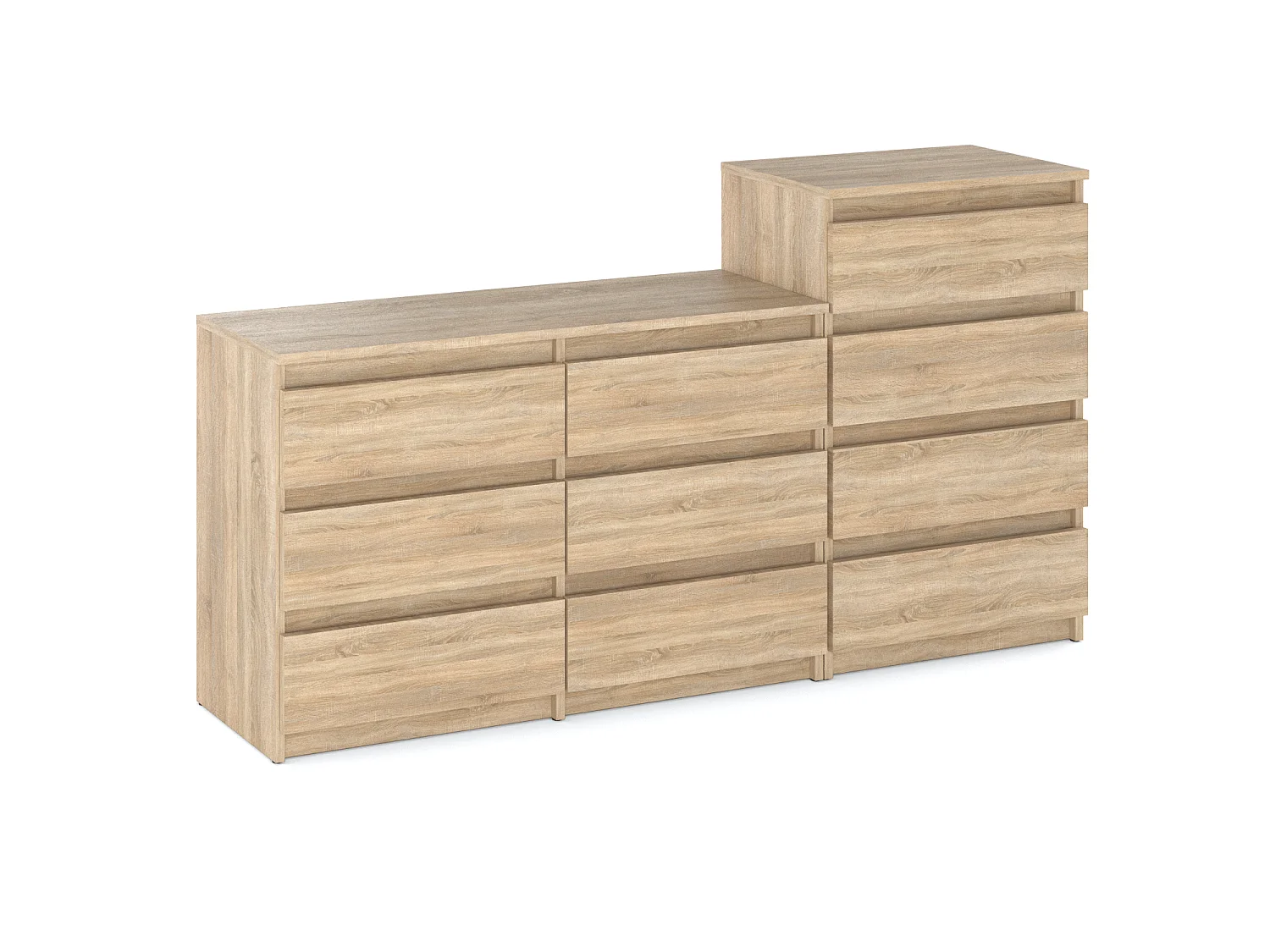 Grande commode avec  10 tiroirs Chêne Sonoma 160 cm – meuble TV, buffet, armoire pour salon