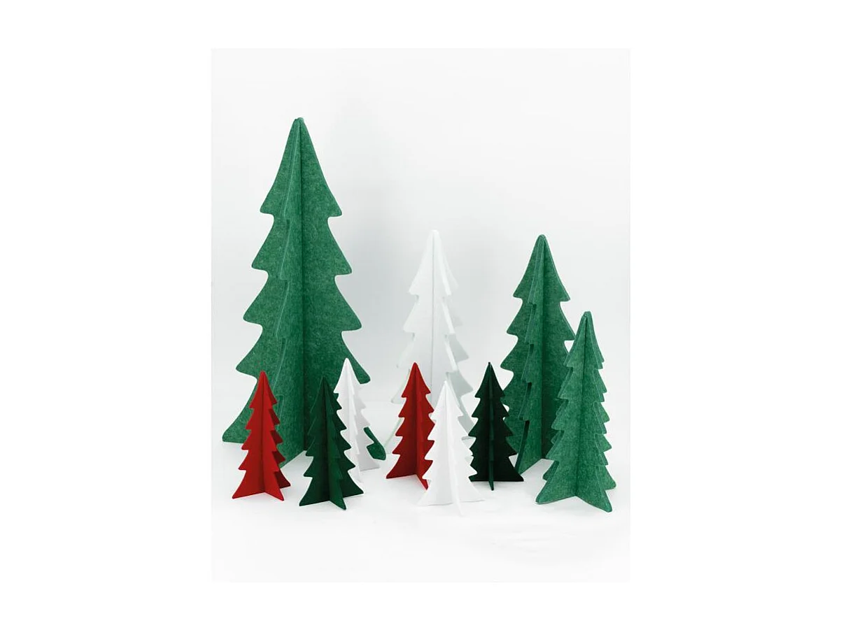 Sapins décoratifs en feutrine 20 cm (Lot de 12)