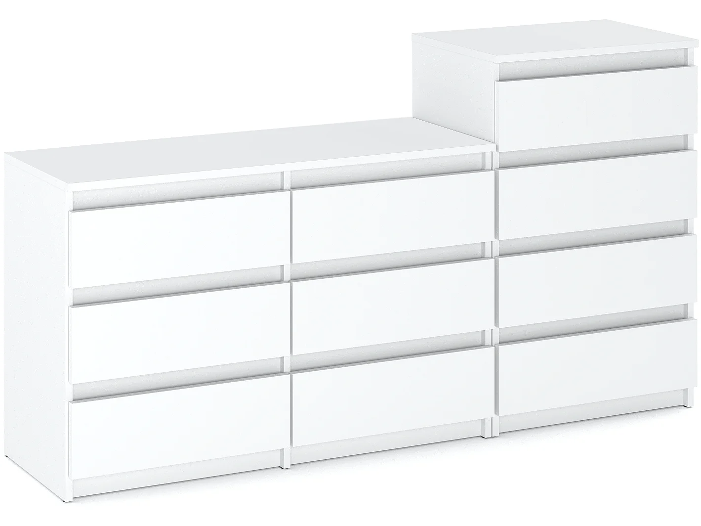 Grande commode avec 10 tiroirs  Blanc Mat 160 cm – meuble TV, buffet, armoire pour salon